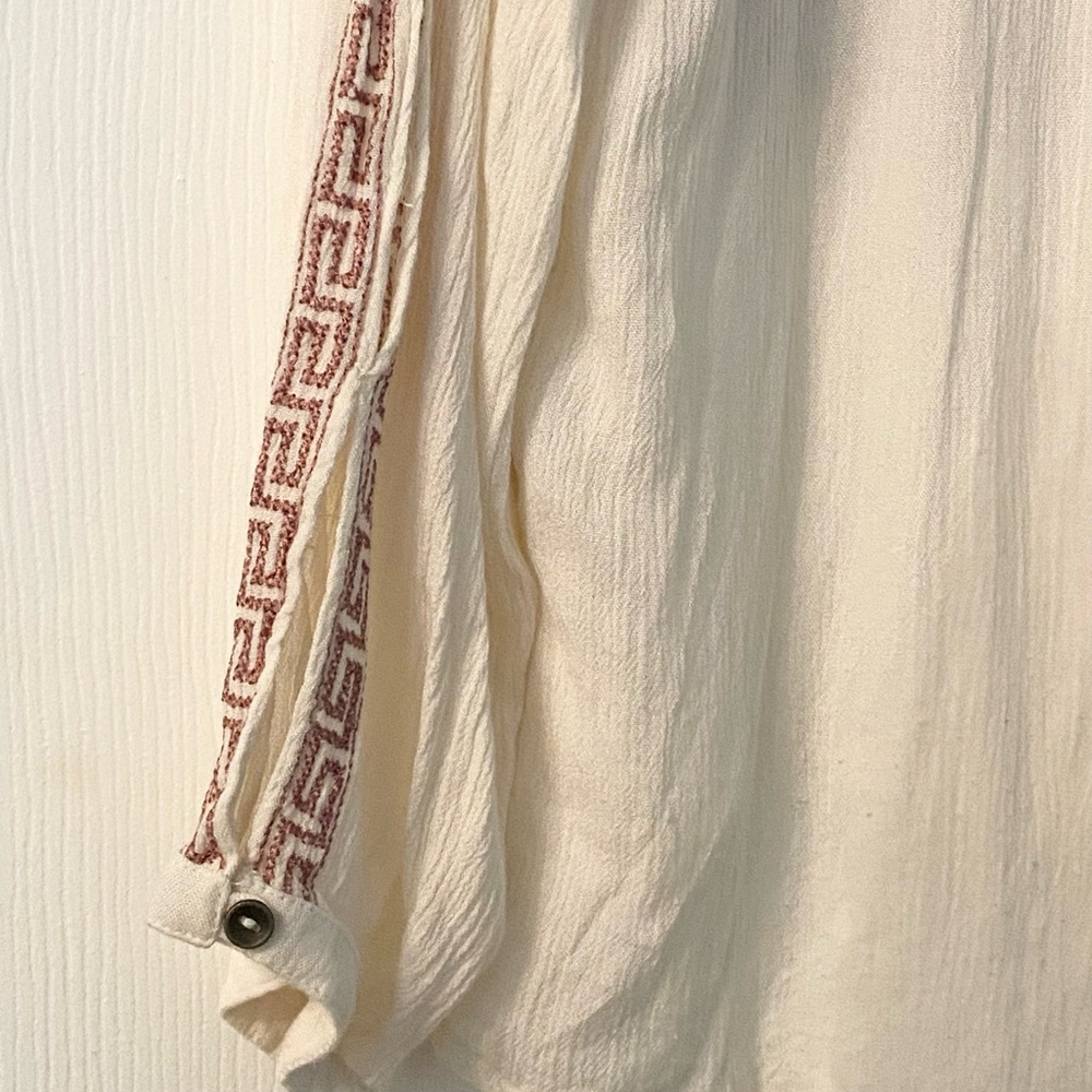 Lucky Brand Cream Blouse with Pink Embroidery - Picture 5 of 6